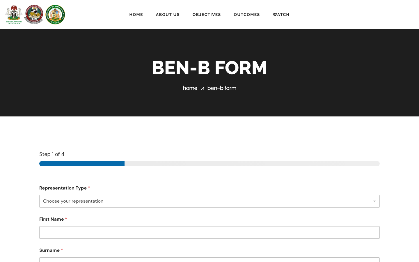 Multi-step Basic Education Boot Camp registration form