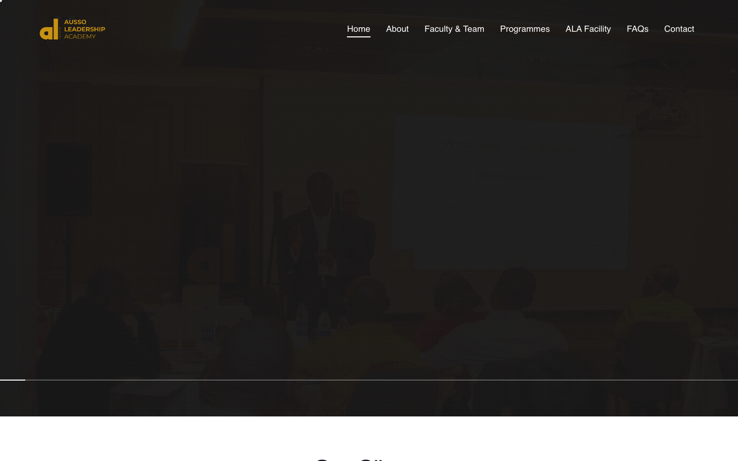 Ausso Leadership Academy website on desktop