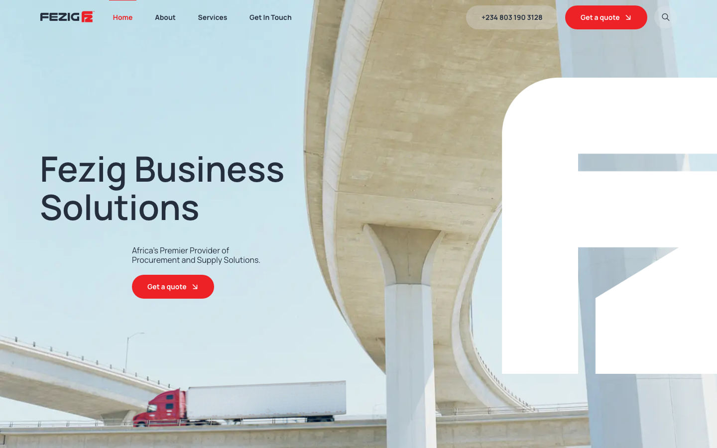 Fezig website on desktop