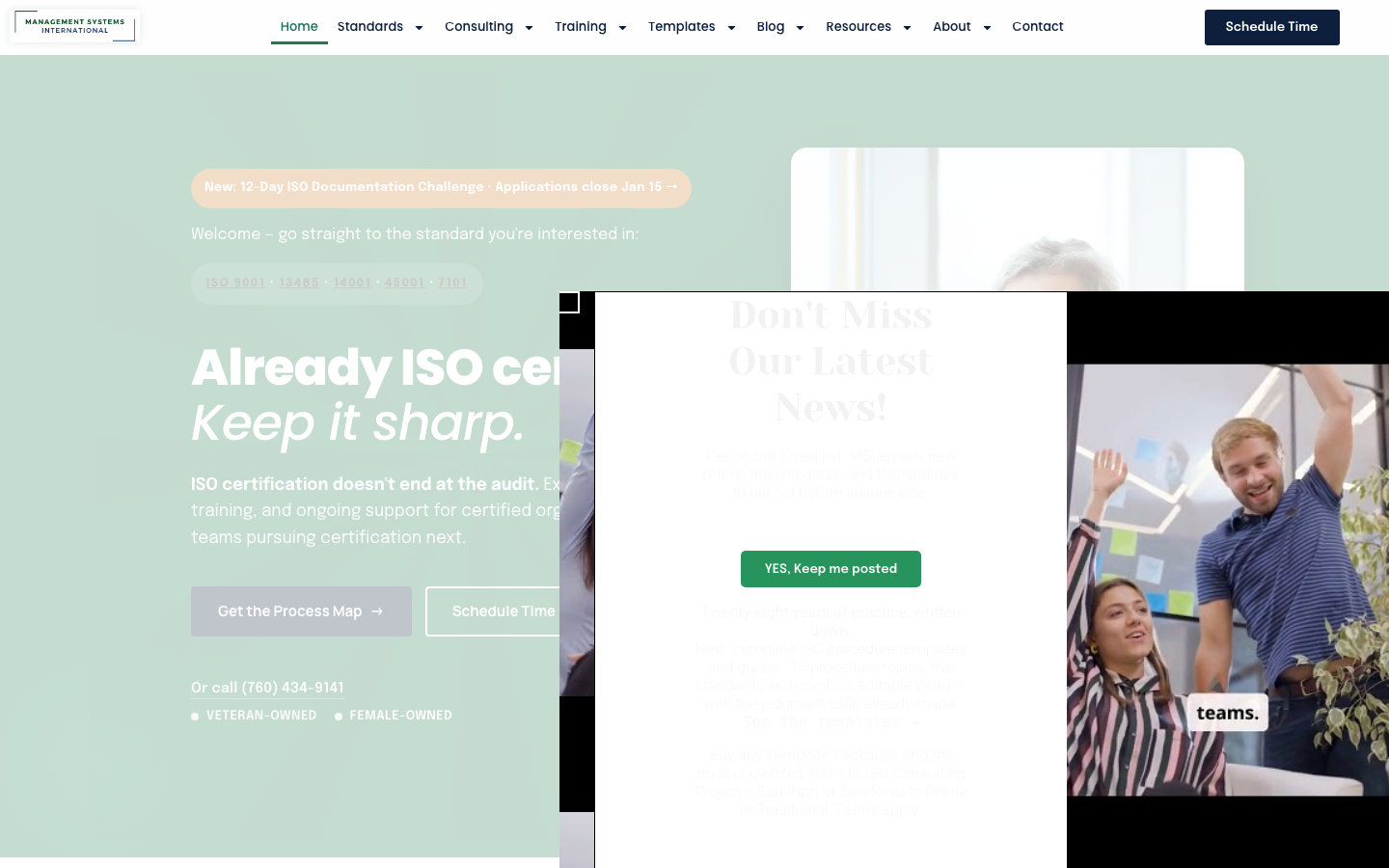 Management Systems International website on desktop